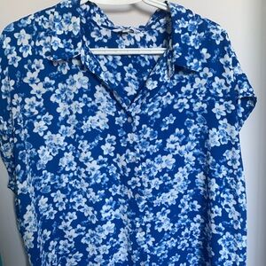Floral Blue Women's Blouse top